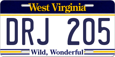 WV license plate DRJ205