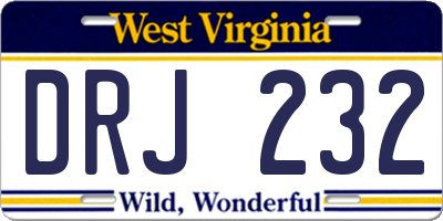 WV license plate DRJ232