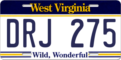 WV license plate DRJ275