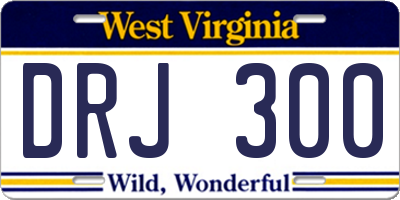 WV license plate DRJ300