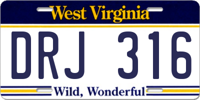 WV license plate DRJ316