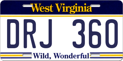 WV license plate DRJ360