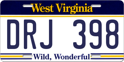 WV license plate DRJ398