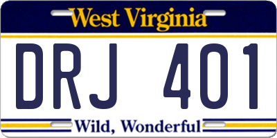 WV license plate DRJ401