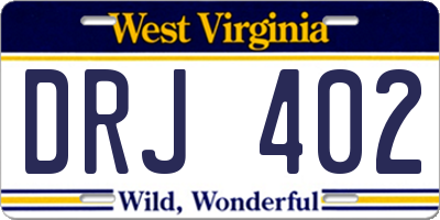 WV license plate DRJ402