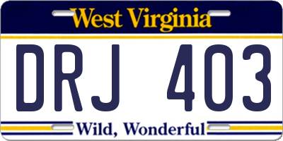 WV license plate DRJ403
