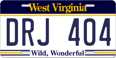 WV license plate DRJ404