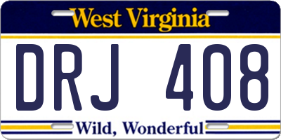 WV license plate DRJ408