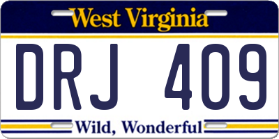WV license plate DRJ409