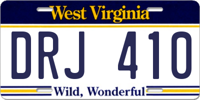 WV license plate DRJ410