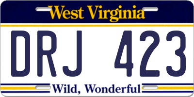 WV license plate DRJ423