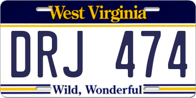 WV license plate DRJ474