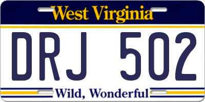 WV license plate DRJ502