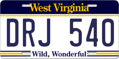 WV license plate DRJ540