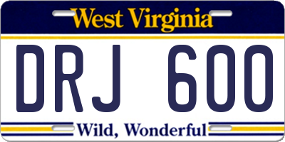WV license plate DRJ600