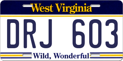 WV license plate DRJ603