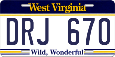WV license plate DRJ670