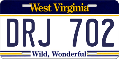 WV license plate DRJ702