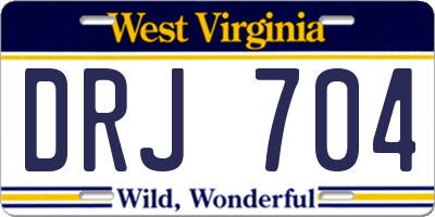 WV license plate DRJ704
