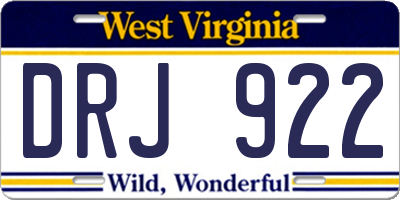 WV license plate DRJ922