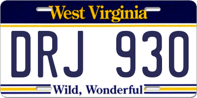 WV license plate DRJ930