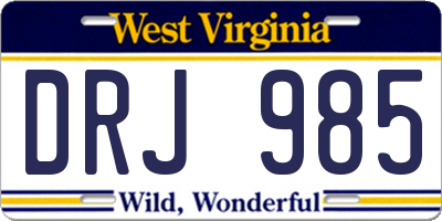 WV license plate DRJ985