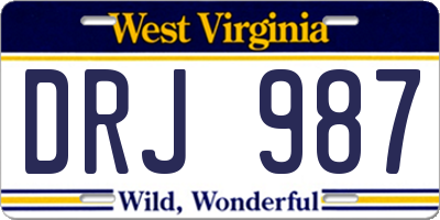 WV license plate DRJ987