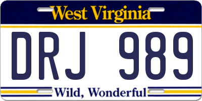 WV license plate DRJ989