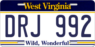 WV license plate DRJ992