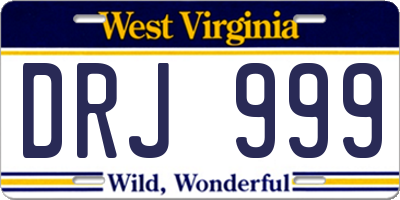 WV license plate DRJ999