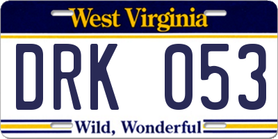 WV license plate DRK053