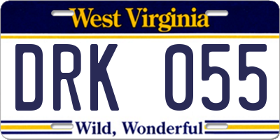 WV license plate DRK055