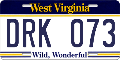 WV license plate DRK073
