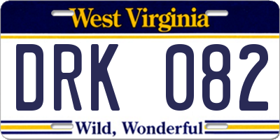 WV license plate DRK082
