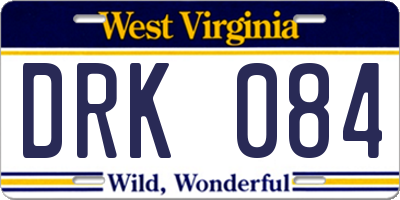 WV license plate DRK084