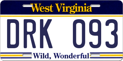 WV license plate DRK093