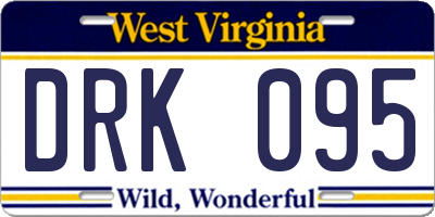 WV license plate DRK095