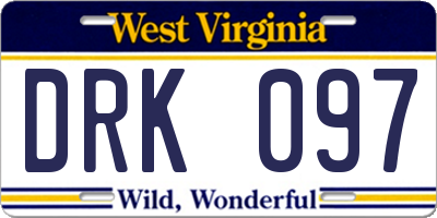 WV license plate DRK097