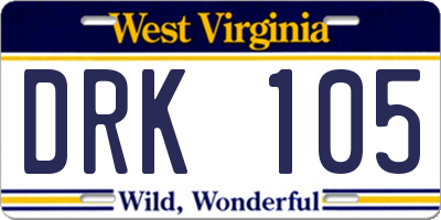 WV license plate DRK105