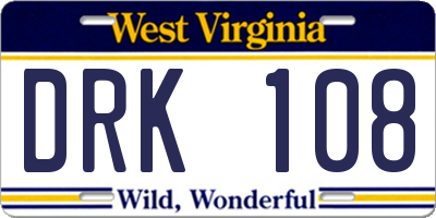 WV license plate DRK108