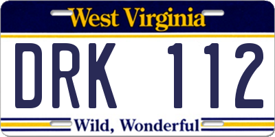 WV license plate DRK112