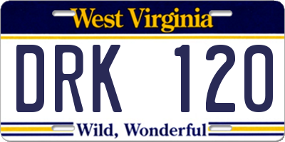 WV license plate DRK120