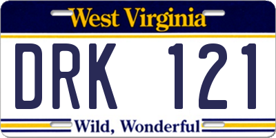 WV license plate DRK121