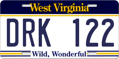 WV license plate DRK122