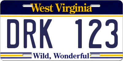 WV license plate DRK123
