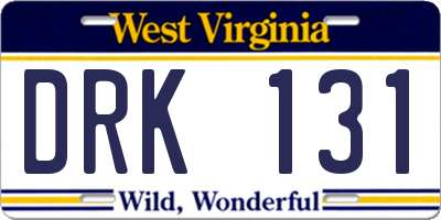 WV license plate DRK131