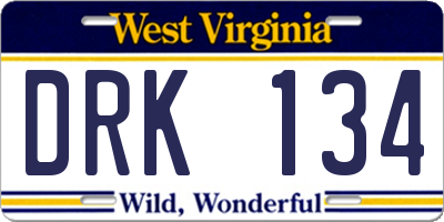 WV license plate DRK134