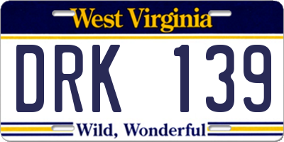 WV license plate DRK139