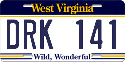 WV license plate DRK141