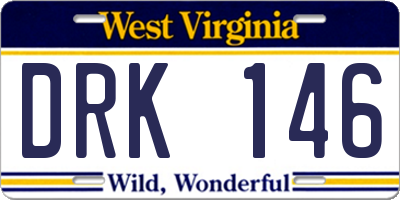 WV license plate DRK146